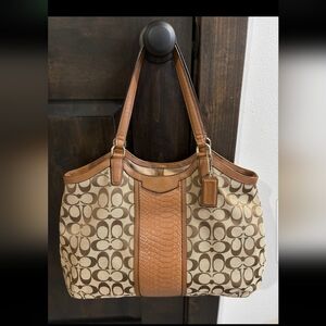 Brown and Tan Designer Tote Bag